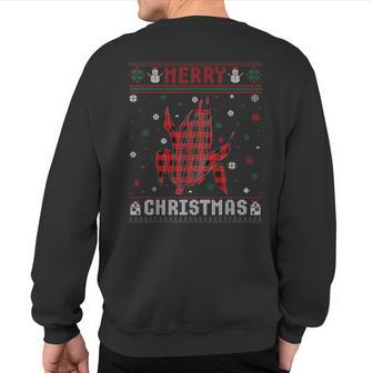 Ugly Christmas Sweater Corn Buffalo Plaid Red Xmas Sweatshirt Back Print - Thegiftio