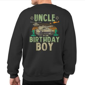 Uncle Of The Birthday Boy Army Party Matching Family Sweatshirt Back Print - Monsterry