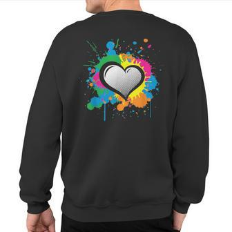 Unique Love Heart Multi Color Paint Splash Splatter Sweatshirt Back Print - Monsterry AU