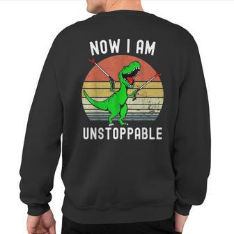 Now I Am Unstoppable Trex T-Rex Retro Vintage Sweatshirt Back Print - Monsterry UK