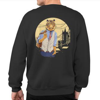 Urban Hipster Tiger Animal Graphic Sweatshirt Back Print - Monsterry