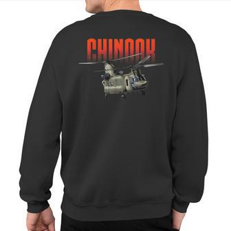 Usa Military Warbird Helicopter Chinook Sweatshirt Back Print - Monsterry