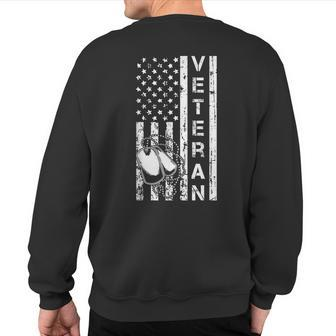 Veteran American Flag Dog Tag Father's Day Military Sweatshirt Back Print - Monsterry DE