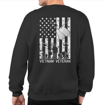 Vietnam Veteran Cool American Flag Military Army Soldier Sweatshirt Back Print - Monsterry
