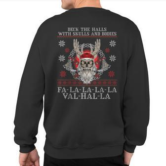 Viking Santa Deck The Halls With Skulls And Bodies Sweatshirt Back Print - Monsterry CA