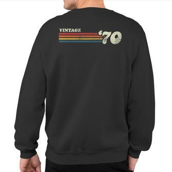 Vintage 1970 Chest Stripe Birthday Sweatshirt Back Print - Monsterry
