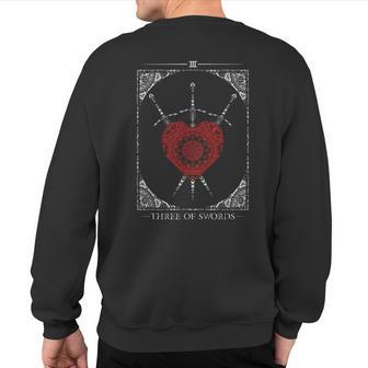 Vintage 3 Of Swords Tarot Card Sweatshirt Back Print - Monsterry AU