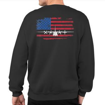 Vintage American Flag C-130 Military Plane Pilot Sweatshirt Back Print - Monsterry DE