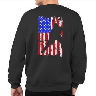 Vintage American Flag Hockey Sweatshirt Back Print - Monsterry