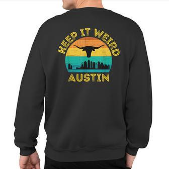 Vintage Austin Texas Keep It Weird Sunset Sweatshirt Back Print - Monsterry UK