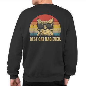 Vintage Best Cat Dad Ever Bump Fist Father's Day Cat Daddy Sweatshirt Back Print - Monsterry AU
