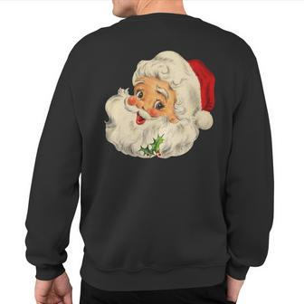 Vintage Christmas Santa Claus Face Old Fashioned Sweatshirt Back Print - Monsterry