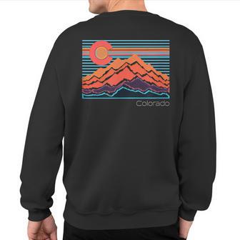 Vintage Colorado Mountain Landscape And Flag Graphic Sweatshirt Back Print - Monsterry UK