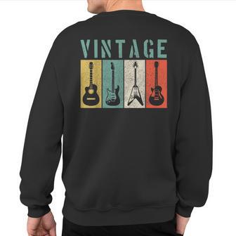 Vintage Guitar Player Retro Guitarist Musician Sweatshirt Back Print - Monsterry AU