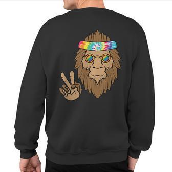 Vintage Hippie Tie Dye Peace Sign Symbol Sasquatch Bigfoot Sweatshirt Back Print - Monsterry AU