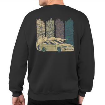 Vintage Japanese Drift Car Streetwear Retro Drifting Racecar Sweatshirt Back Print - Monsterry AU
