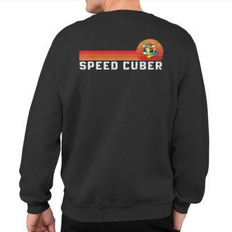 Vintage Math Cuber Heartbeat Speed Cubing Puzzle Lover Cube Sweatshirt Back Print - Monsterry DE