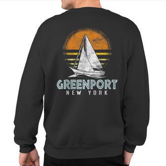 Vintage Nautical Boat Greenport Ny Yacht Club Sweatshirt Back Print - Monsterry