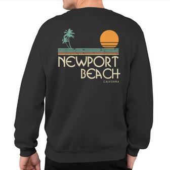 Vintage Newport Beach California Sunset Palms Sweatshirt Back Print - Monsterry DE