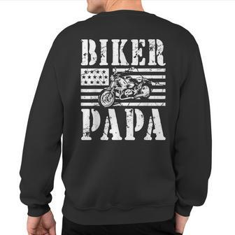 Vintage Papa Biker Papa Motorcycle Sweatshirt Back Print - Monsterry DE