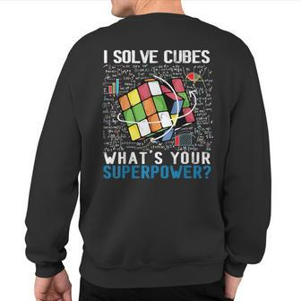 Vintage I Solve Cubes Superpower Speed Cubing Sweatshirt Back Print - Monsterry