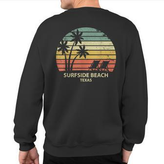 Vintage Texas Surfside Beach T Cool Retro Sweatshirt Back Print - Monsterry