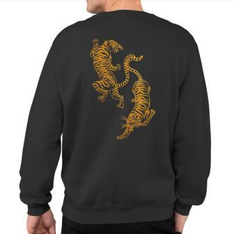 Vintage Tiger Chinese Tiger Fashion Aesthetic Top Sweatshirt Back Print - Monsterry