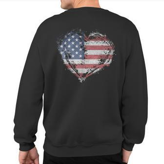 Vintage Usa Heart Shape American Flag Stylish Sweatshirt Back Print - Monsterry AU