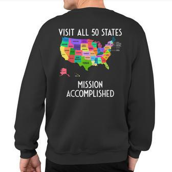 Visit All 50 States Map Usa Travel Sweatshirt Back Print - Monsterry CA