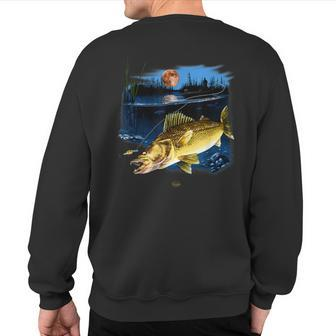 Walleye Fishing For Men Sweatshirt Back Print - Monsterry