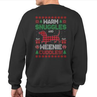 Weenie Dog Christmas Pajama Cute Weiner Ugly Christmas Sweatshirt Back Print - Monsterry CA