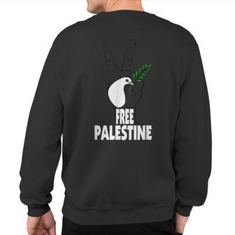 West Bank Middle East Peace Dove Olive Branch Free Palestine Sweatshirt Back Print - Monsterry