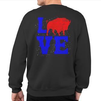 Wild American Bison Lover Valentines Day Love Buffalo Sweatshirt Back Print - Monsterry UK