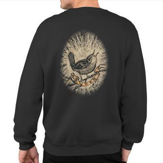 Wren Vintage Birdwatching Scratchboard Sweatshirt Back Print - Monsterry