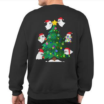 Xmas Ghost Decorate Christmas Tree Matching Family Christmas Sweatshirt Back Print - Thegiftio UK