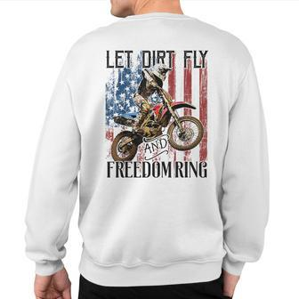 American Flag 4Th Of July Dirt Bike Motocross Racing Sweatshirt Back Print - Monsterry