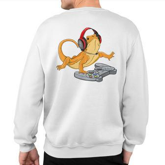 Bearded Dragon Gamer Video Game Gecko Lizard Sweatshirt Back Print - Monsterry AU