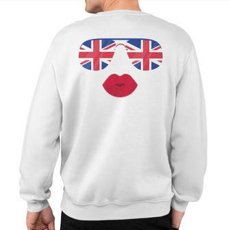 British Sunglasses Lips Flag United Kingdom Flags Uk Sweatshirt Back Print - Monsterry UK