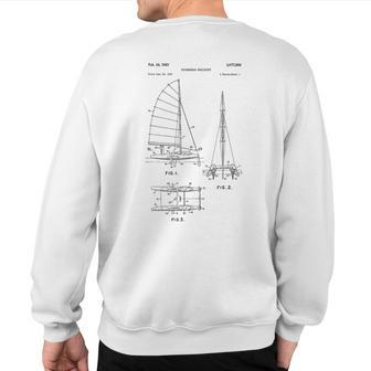 Catamaran Sailboat Blueprint Old Sailing Boat Ocean Sweatshirt Back Print - Monsterry AU