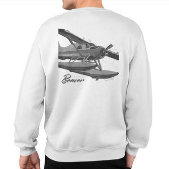 Dhc-2 Beaver Floatplane Charcoal Drawing Airplane Sweatshirt Back Print - Monsterry AU