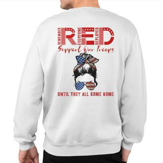 On Friday We Wear Red Friday Military Support Troops Us Flag Sweatshirt Back Print - Monsterry UK