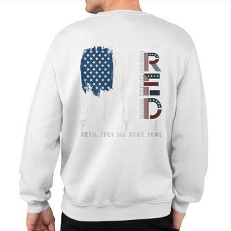 On Friday We Wear Red For My Son Military Support Us Flag Sweatshirt Back Print - Monsterry UK