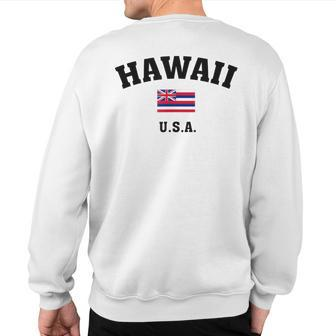 Hawaii Usa With American Flag T Sweatshirt Back Print - Monsterry CA