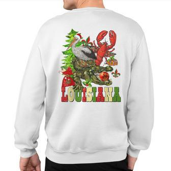 Louisiana Cajun Christmas Crawfish Pelican Alligator Xmas Sweatshirt Back Print - Thegiftio UK