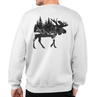 Moose Nature Alaska Hiking Fishing Camping Hunting Sweatshirt Back Print - Monsterry UK