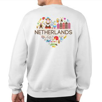 Netherlands Love Illustrated Dutch Symbol Pride Sweatshirt Back Print - Monsterry UK