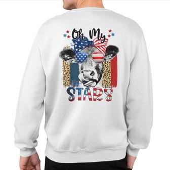 Oh-My Stars Cow Highland Cow Highland Cow With 4Th July Sweatshirt Back Print - Monsterry