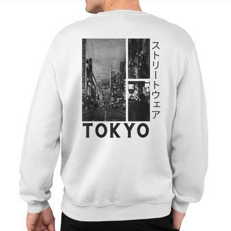 Retro Lofi Tokyo Japanese Streetwear Aesthetic Graphic Sweatshirt Back Print - Monsterry