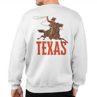 Retro Roping Cowboy & Bronco Texas Sweatshirt Back Print - Monsterry