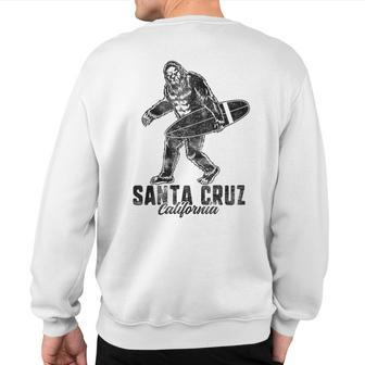Retro Santa Cruz California Surf Bigfoot Surfer Distressed Sweatshirt Back Print - Monsterry UK